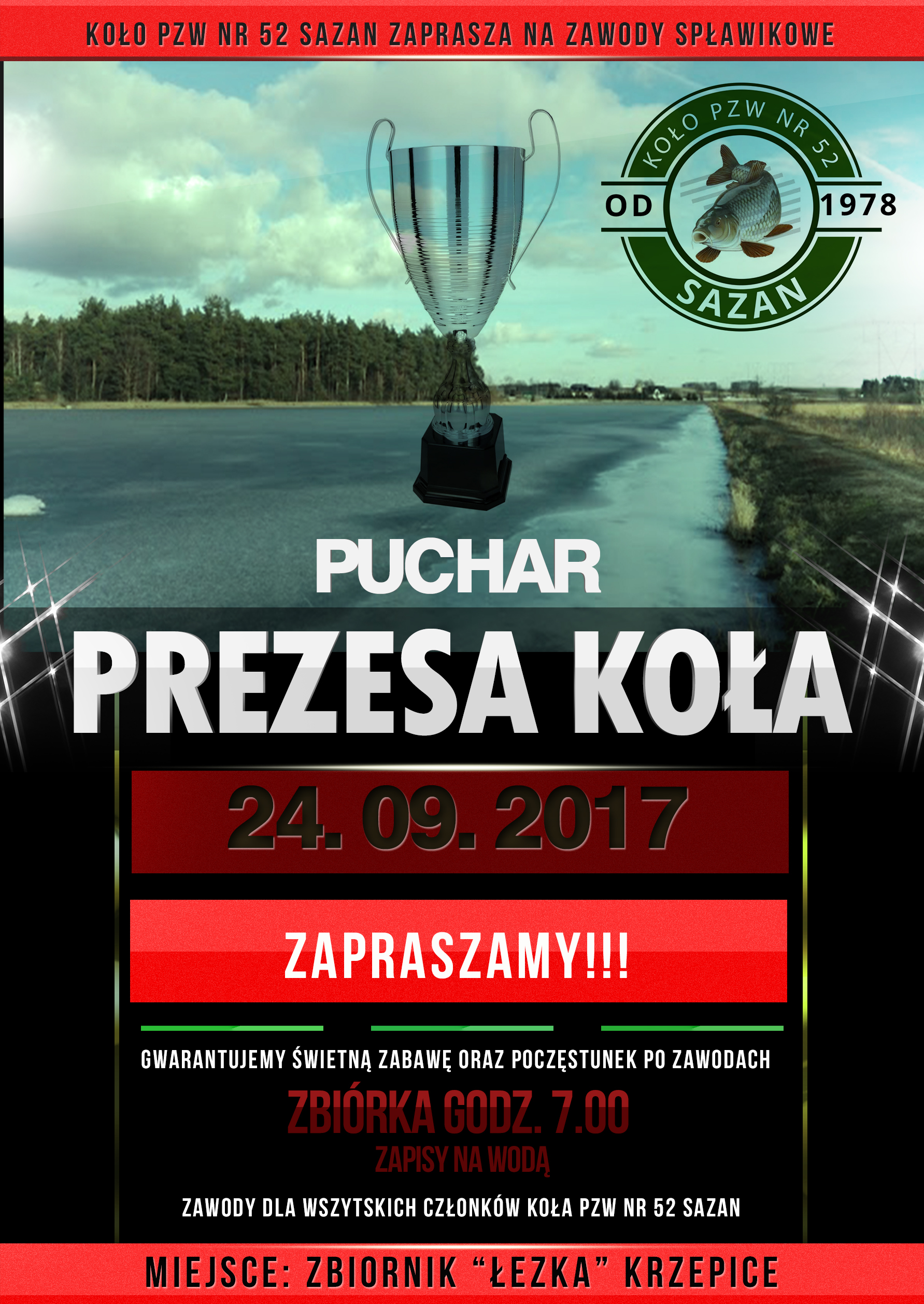 Zawody spławikowe „PUCHAR PREZESA”  24.09.2017